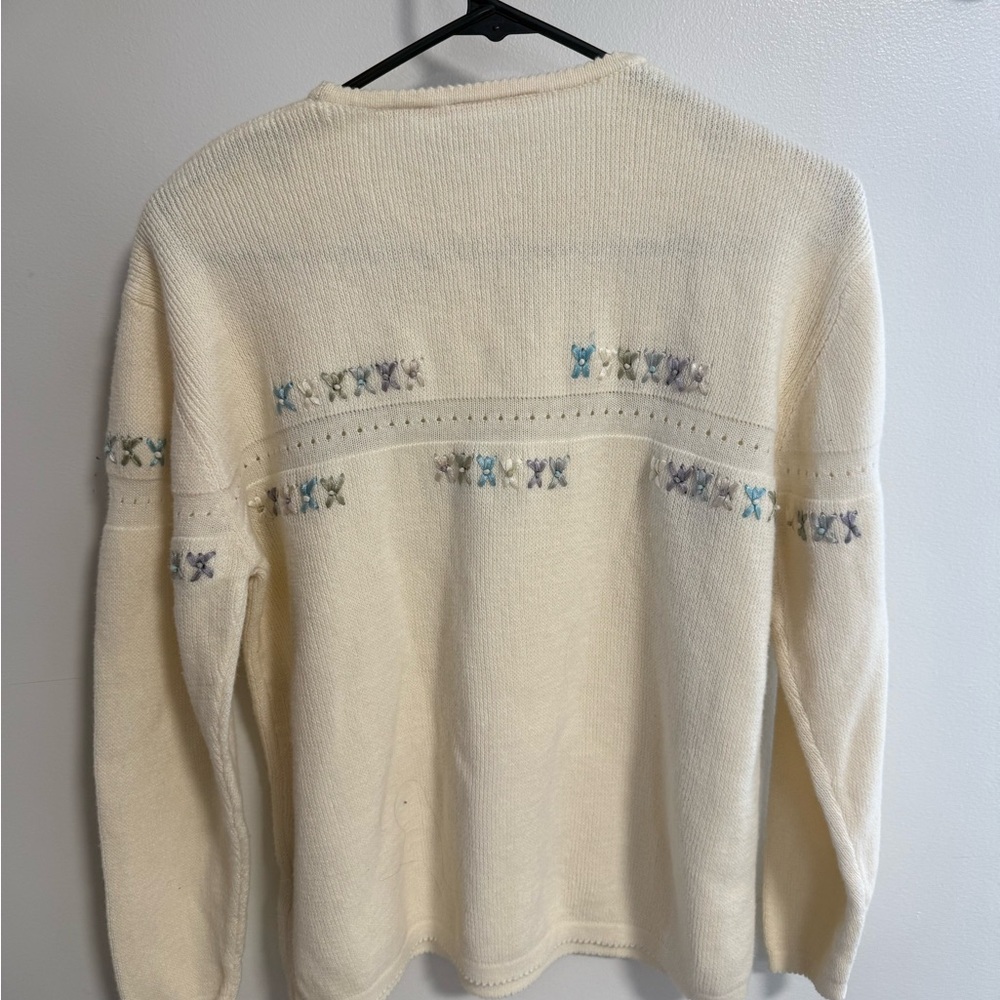 Northern Reflections Ivory Sweater with Ribbons cottage core - Picture 6 of 7